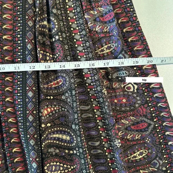 Vintage Rafaella Skirt Womens 8 Multicolor Pleated Pockets Paisley Boho Midi - Picture 13 of 16